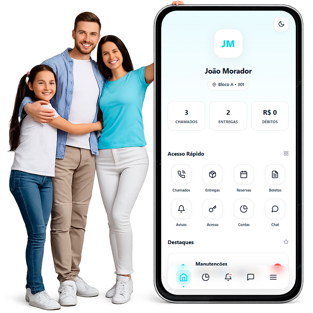 Família usando o app